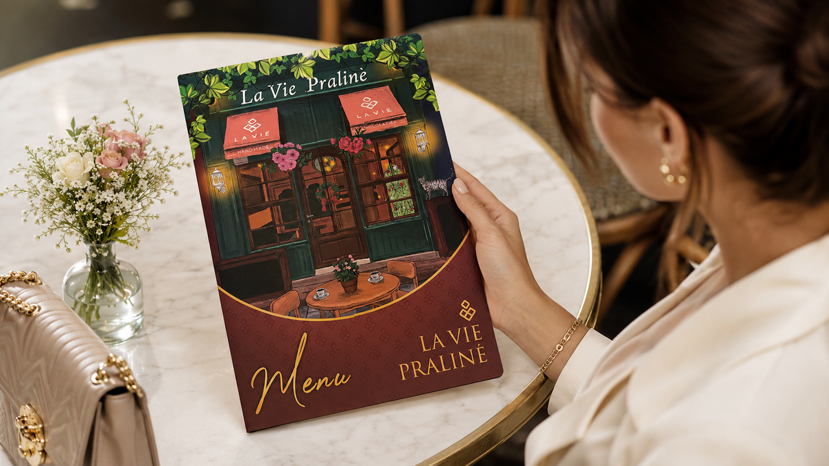 La Vie Praline menüsünden tatlı, kruvasan ve kahve seçkisi