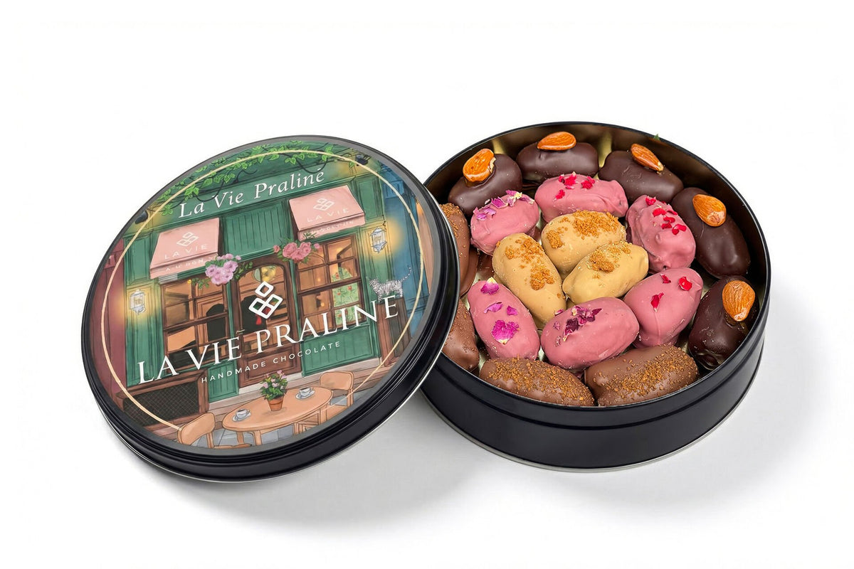 La Vie Praline metal çikolatalı hurma kutusu
